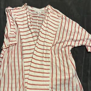 New Directions Red and White Striped Cardigan